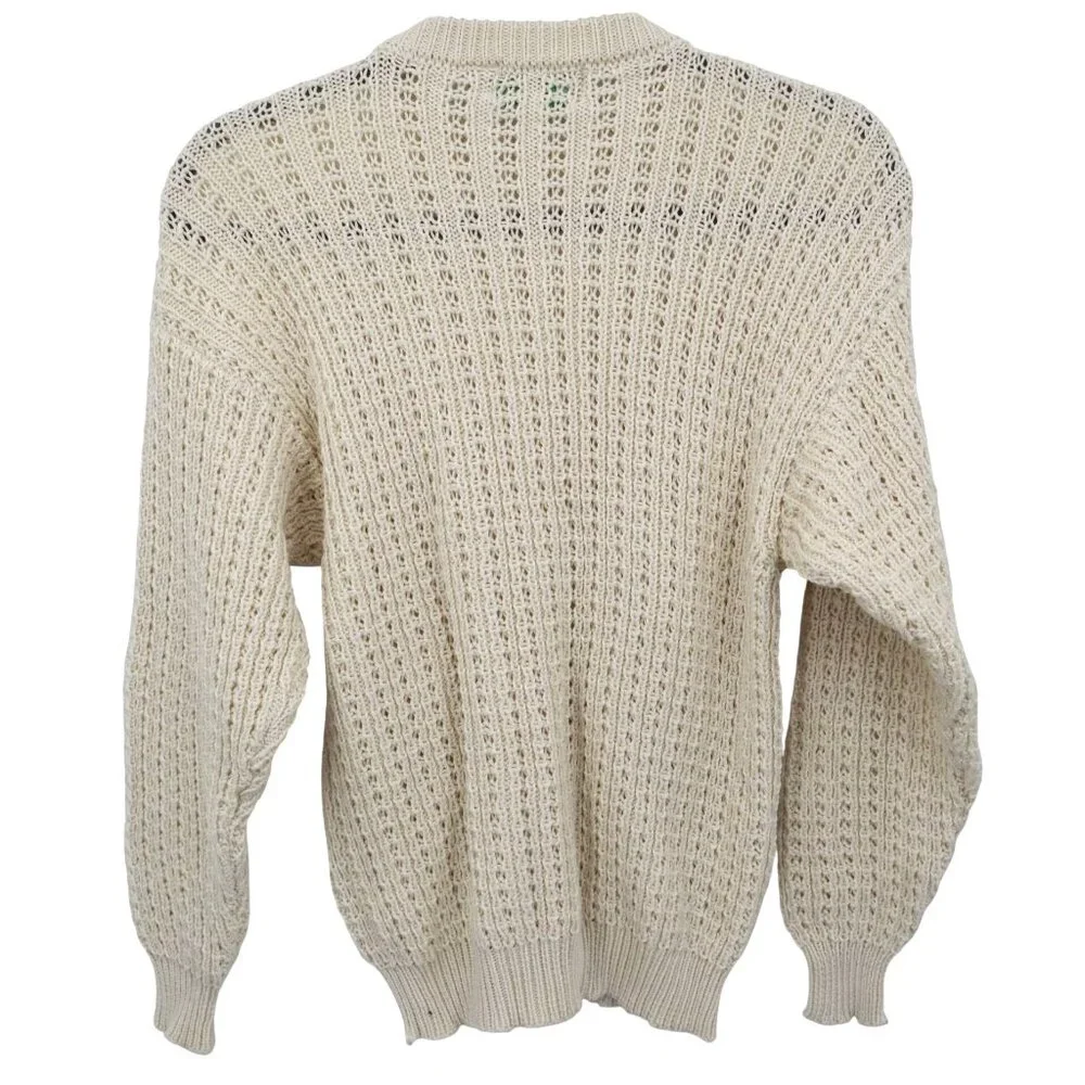 Mairtin Standun Cable Knit Sweater Unisex L Cream Fisherman Scandinavian Rustic‎